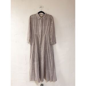 NEW Julia Amory JA Cotton Shirt Dress in Brown White Medium